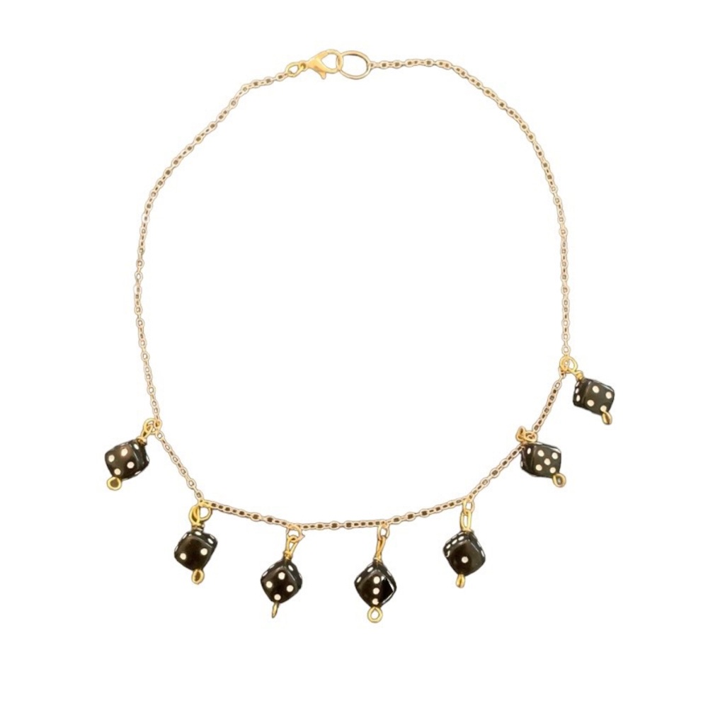Handmade Black Dice Choker Necklace
